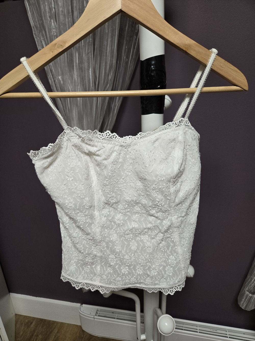 Arianne White Lace Camisole with Scalloped Trim